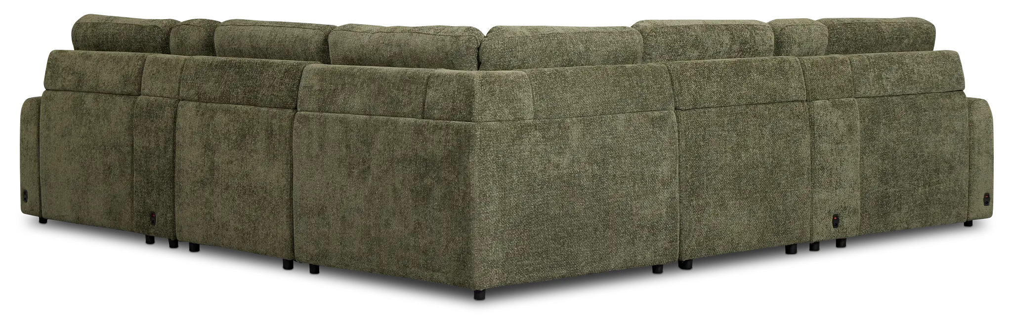 Hendrix Green Fabric Large Dual Power 2 Arm Extension Chaise Sectional Hendrix Green Fabric Large Dual Power 2 Arm Extension Chaise Sectional