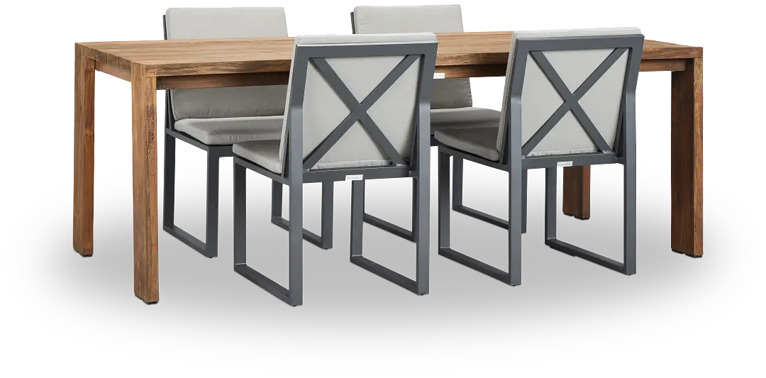 Linear Dark Gray 82" Teak Table & 4 Cushioned Side Chairs Linear Dark Gray 82" Teak Table & 4 Cushioned Side Chairs