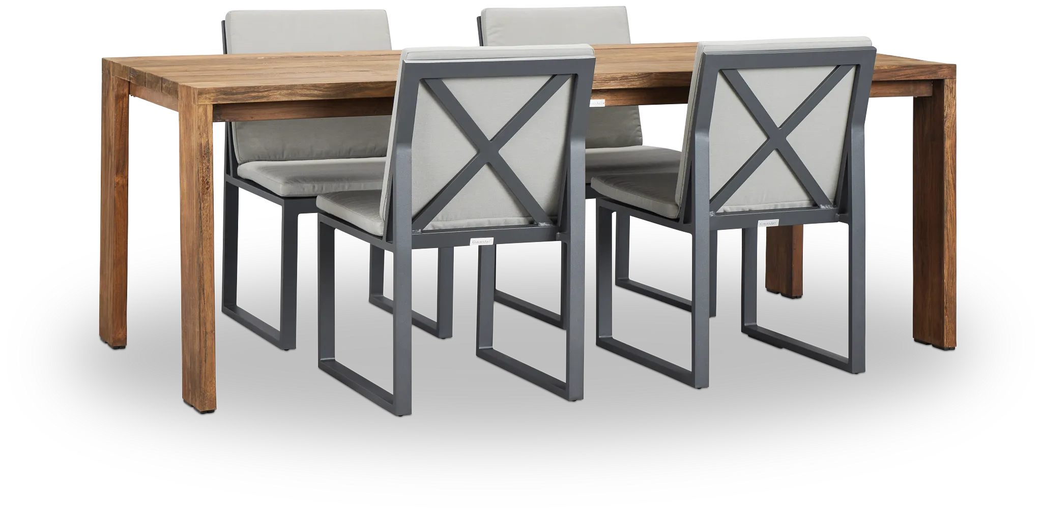 Linear Dark Gray 82" Teak Table & 4 Cushioned Side Chairs