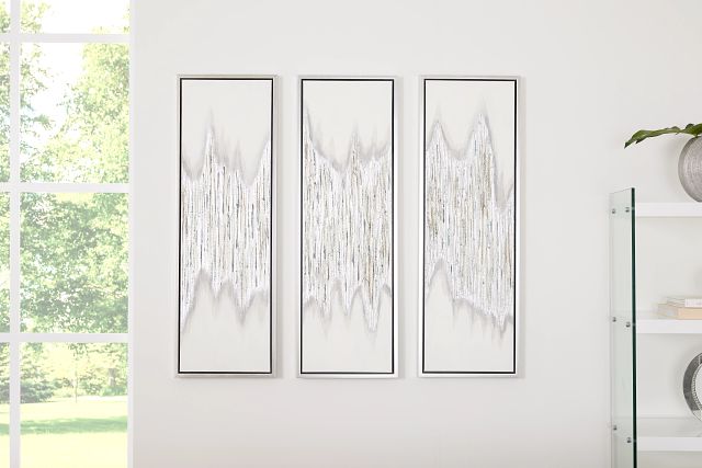 Drizzle Gray Set Of 3 Framed Canvas Wall Art