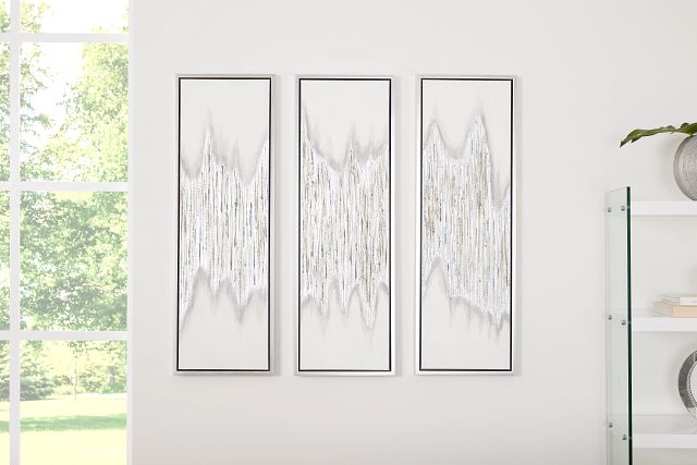 Drizzle Gray Set Of 3 Framed Canvas Wall Art