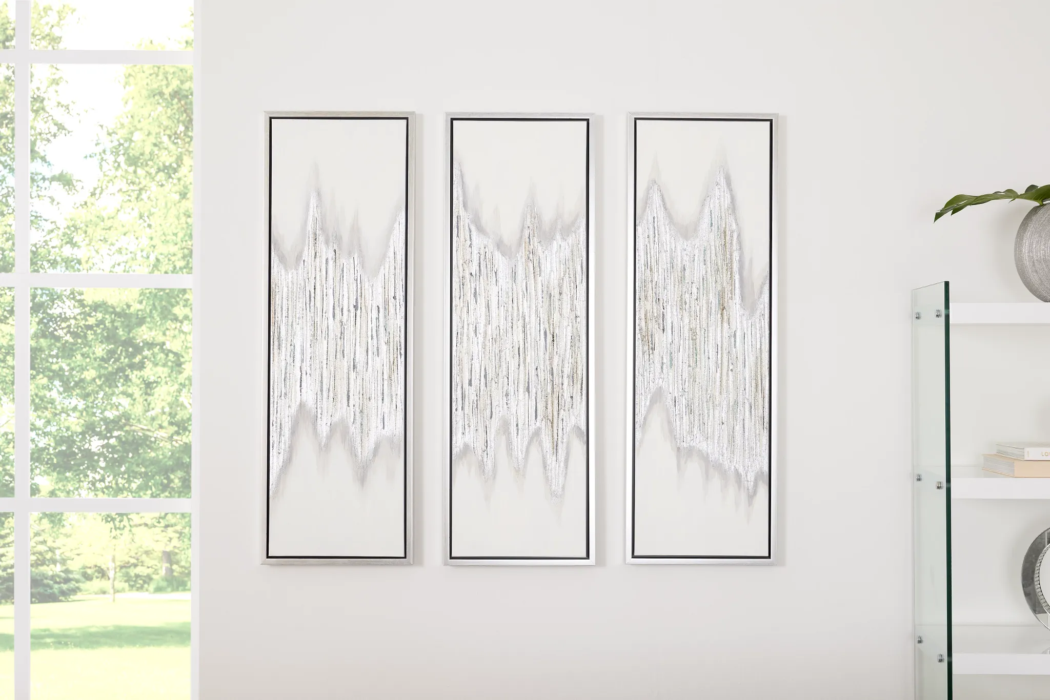 Drizzle Gray Set Of 3 Framed Canvas Wall Art