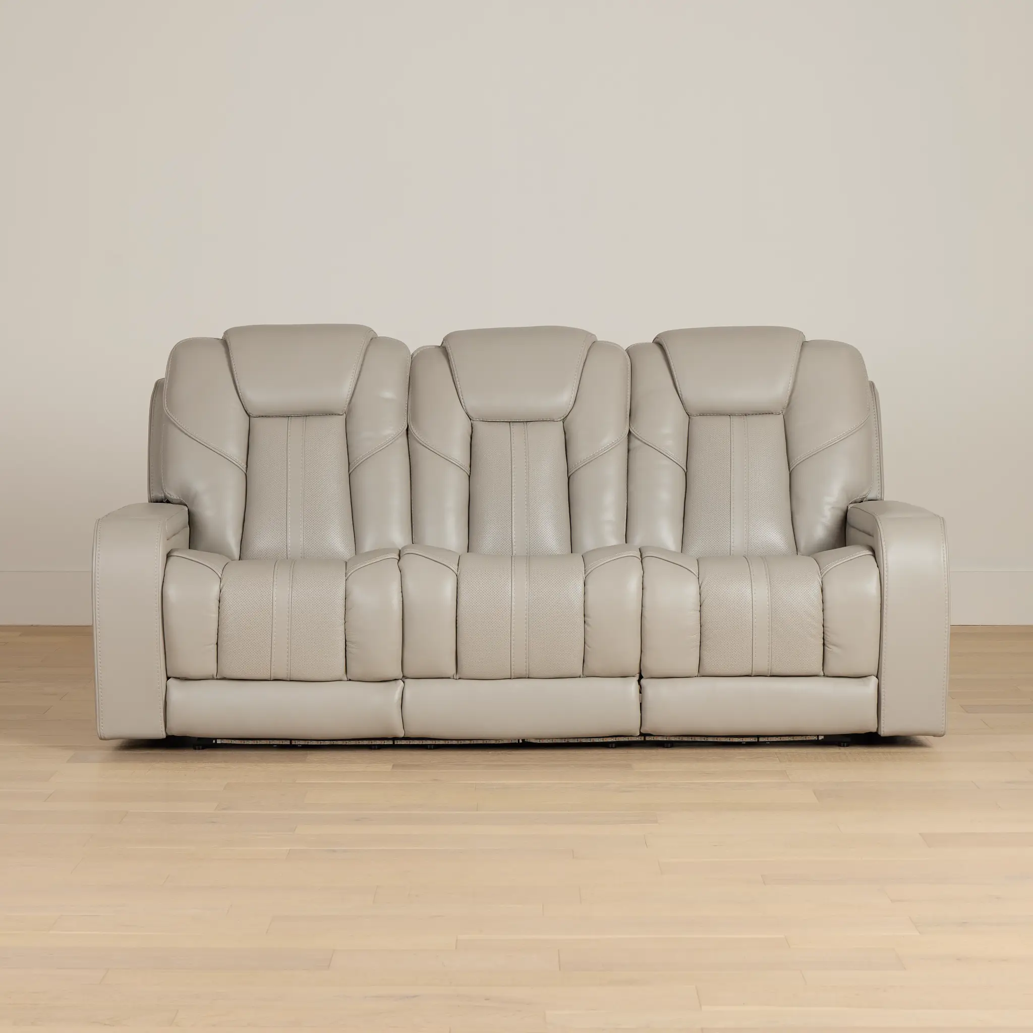 Eclipse Light Gray Lthr/vinyl Power Reclining Sofa W/ Massage Eclipse Light Gray Lthr/vinyl Power Reclining Sofa W/ Massage