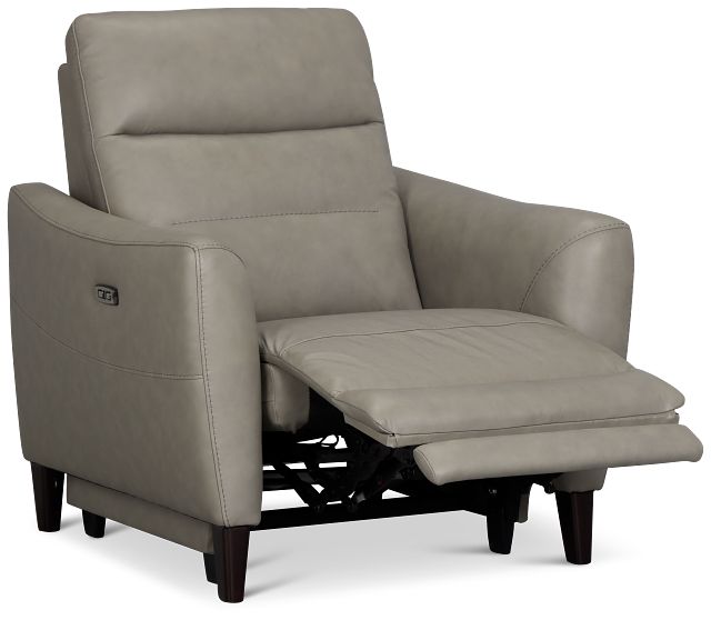 Keaton Gray Lthr/vinyl Power Recliner With Power Headrest
