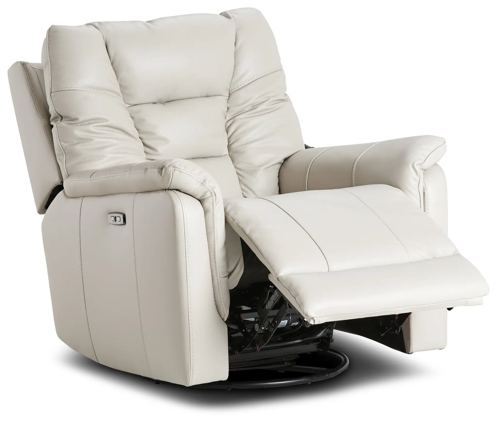 Owen Light Gray Leather Power Glider Recliner With Power Headrest Owen Light Gray Leather Power Glider Recliner With Power Headrest