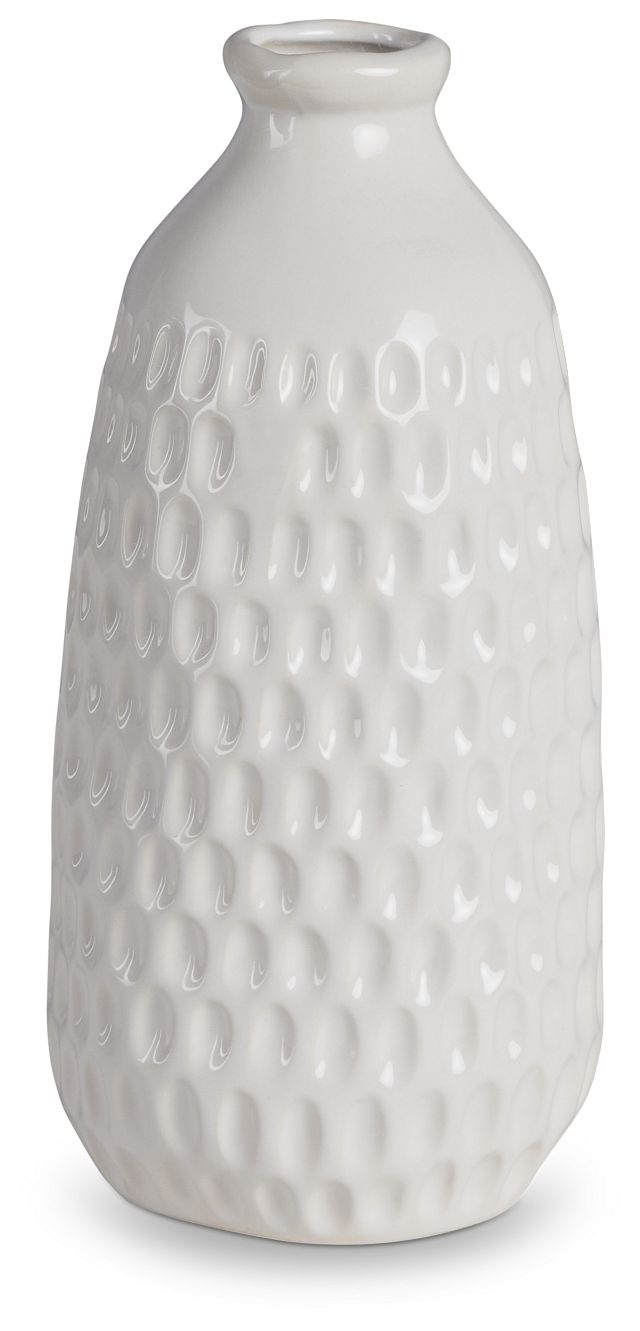 Dimpled White Small Vase