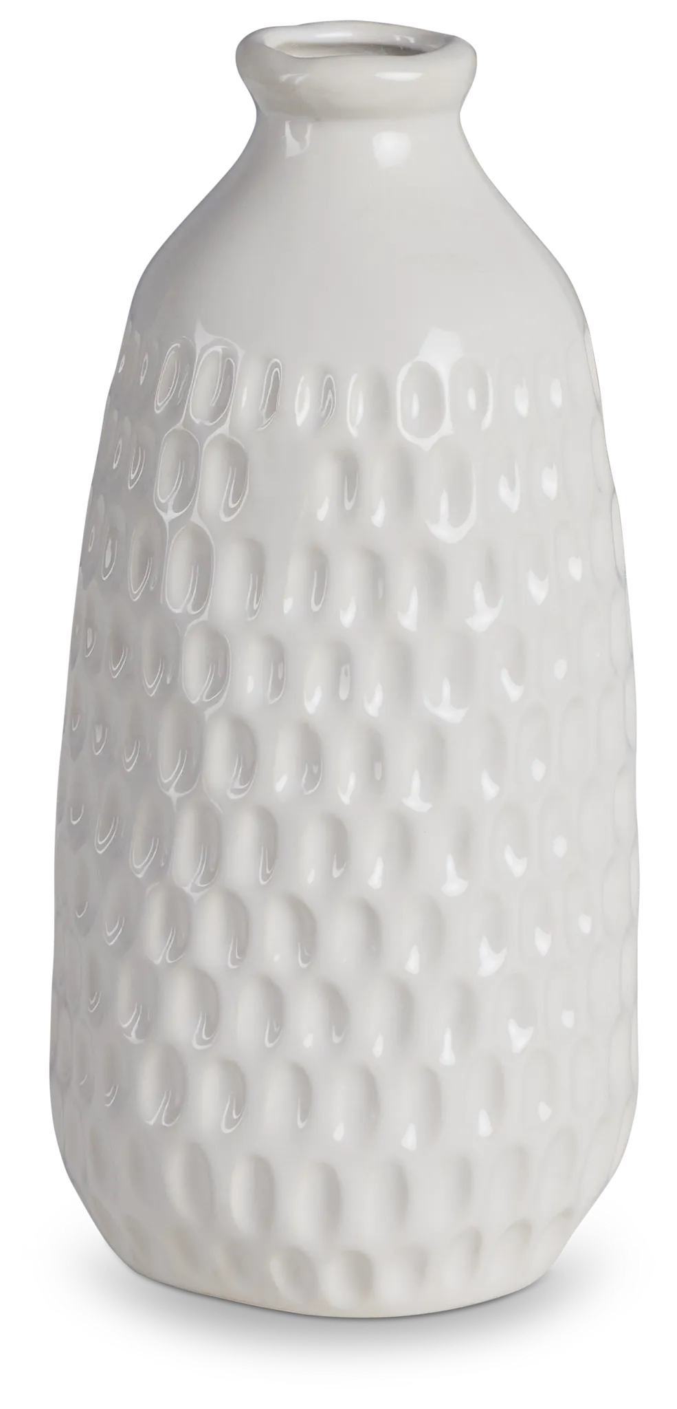 Dimpled White Small Vase