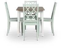 Edgartown Two-tone Rect Table & 4 Light Blue Wood Chairs