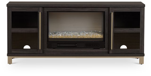 Roswell Dark Tone 65" Tv Stand With Fireplace Insert