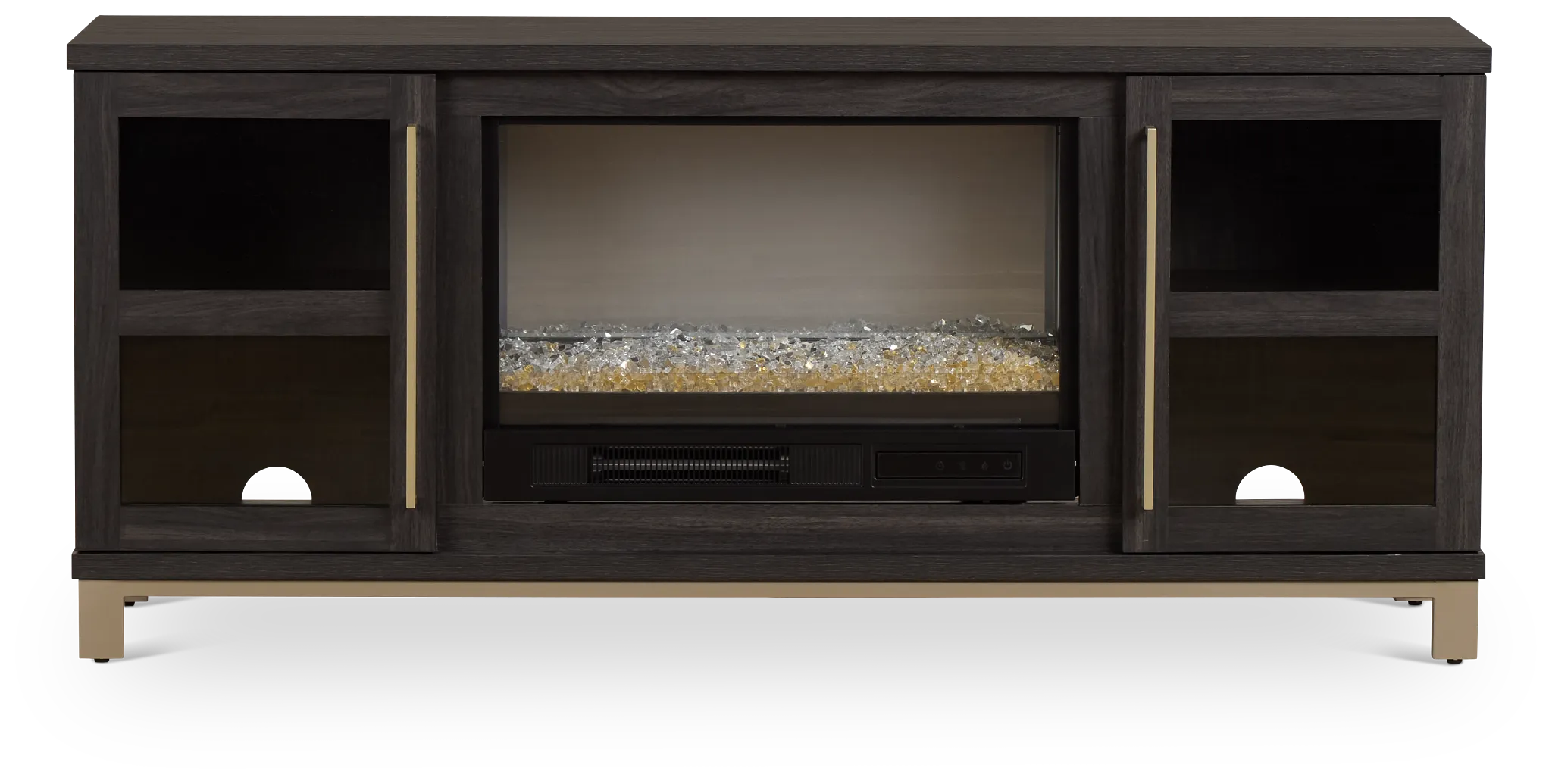 Roswell Dark Tone 65" Tv Stand With Fireplace Insert