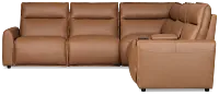 Edison Medium Brown Leather/Vinyl Medium Dual Power 2-arm Reclining Sectional