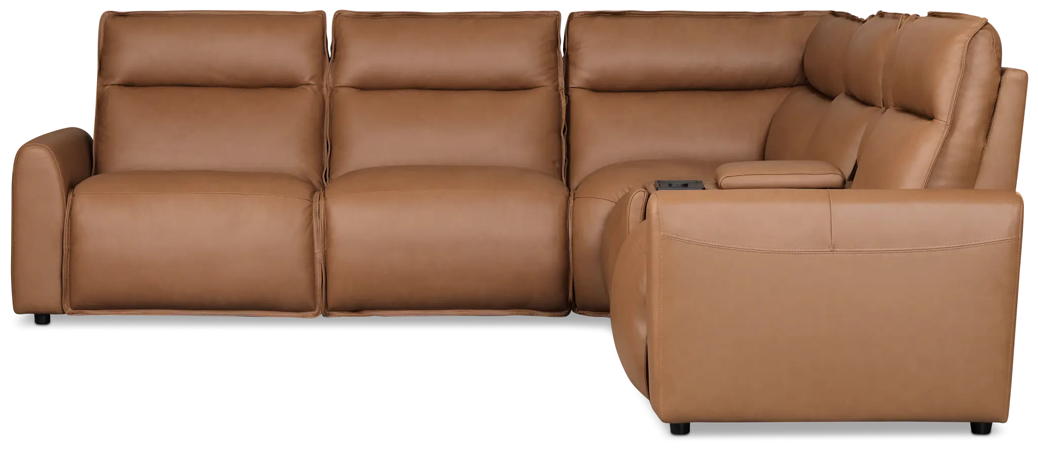 Edison Medium Brown Leather/Vinyl Medium Dual Power 2-arm Reclining Sectional Edison Medium Brown Leather/Vinyl Medium Dual Power 2-arm Reclining Sectional