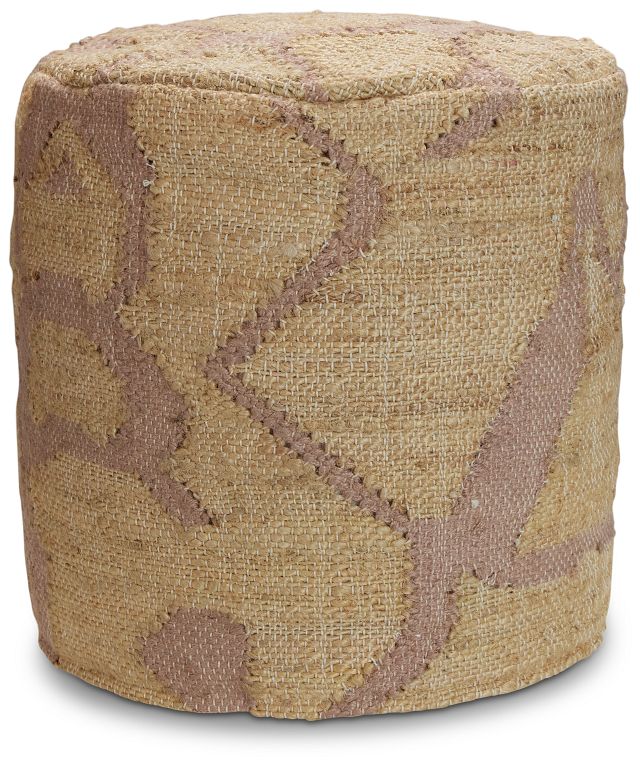 Haylen Light Brown Round Accent Pouf