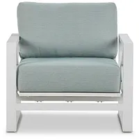 Linear White Teal Rocking Chair
