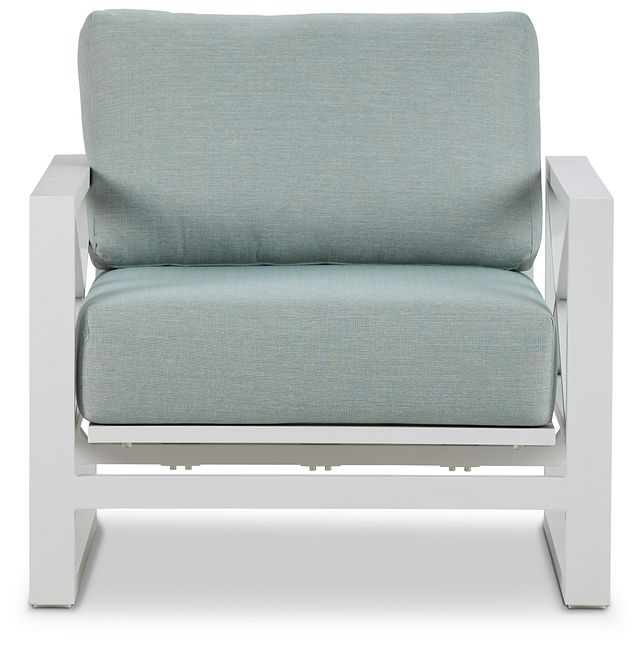 Linear White Teal Rocking Chair