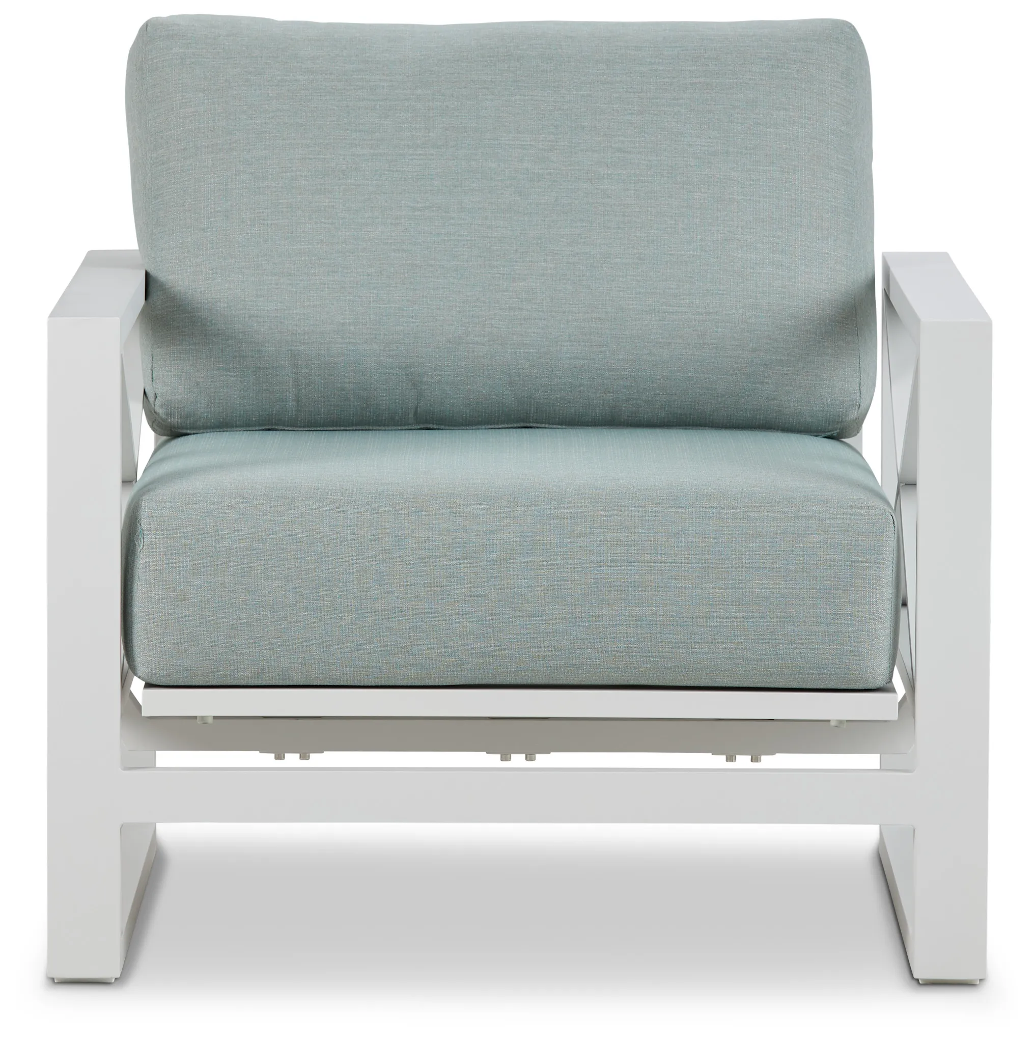 Linear White Teal Rocking Chair