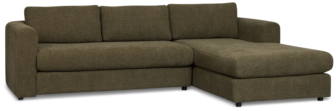 Alma Dark Green Fabric Right Chaise Sectional