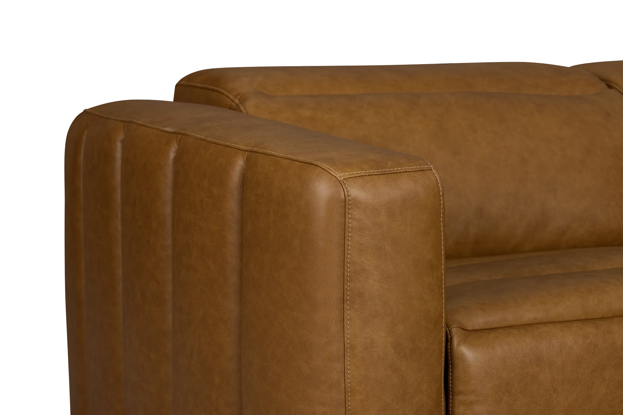 Jace Medium Brown Lthr/vinyl Small Triple Power Reclining Two-arm Sectional