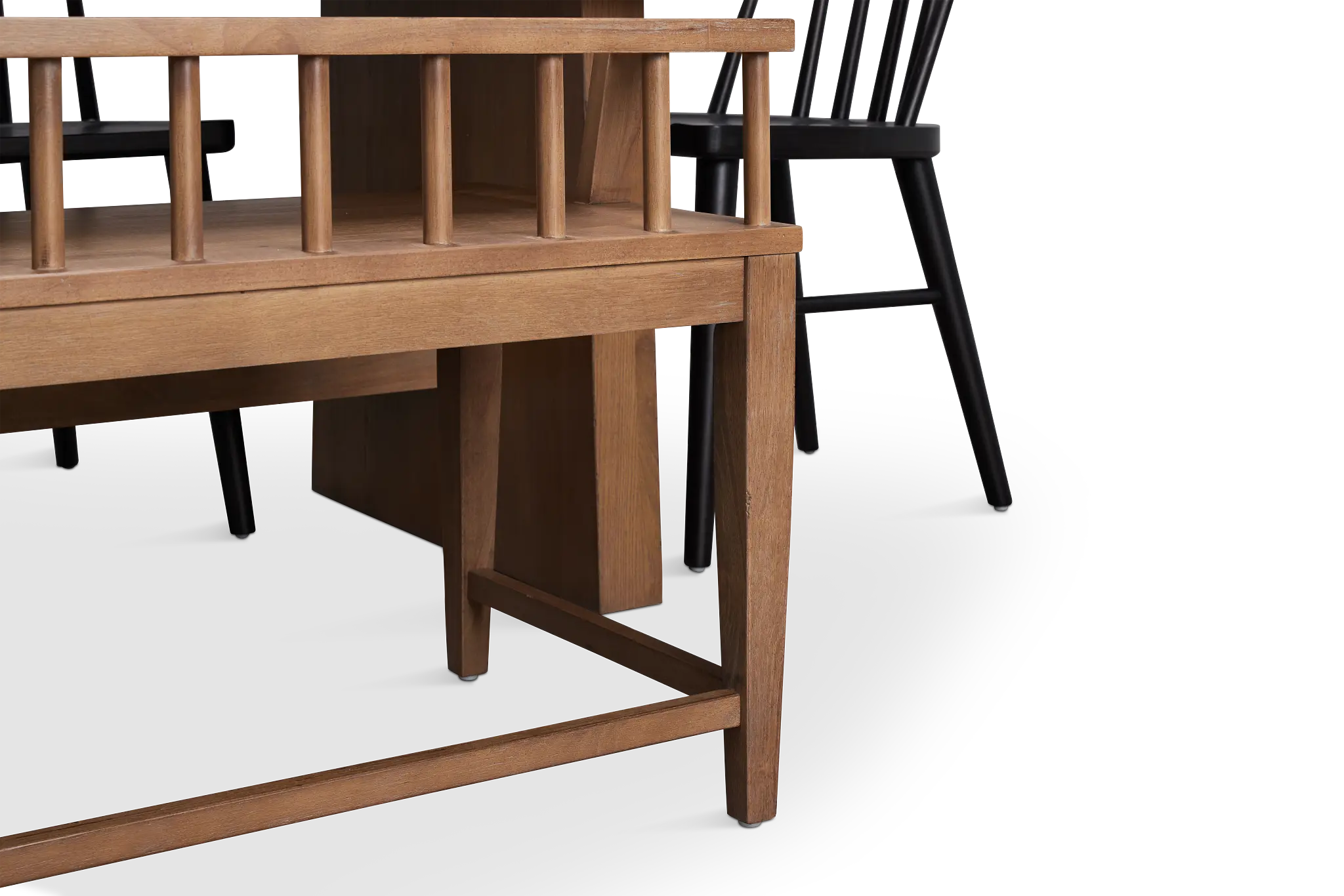 Provo Mid Tone Trestle Table With 4 Wood Side Chairs & Bench Provo Mid Tone Trestle Table With 4 Wood Side Chairs & Bench