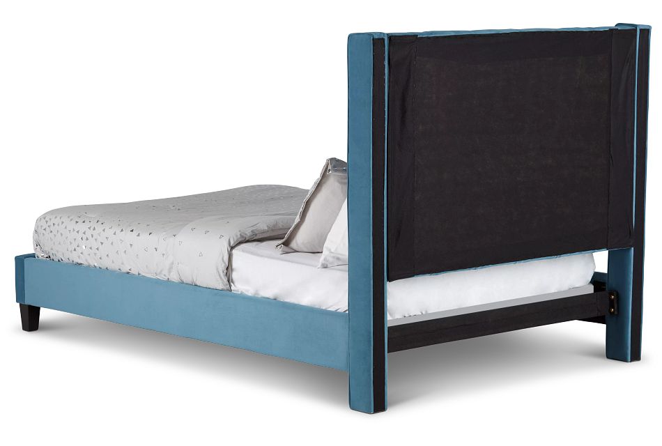 Audrey Blue Velvet Platform Bed