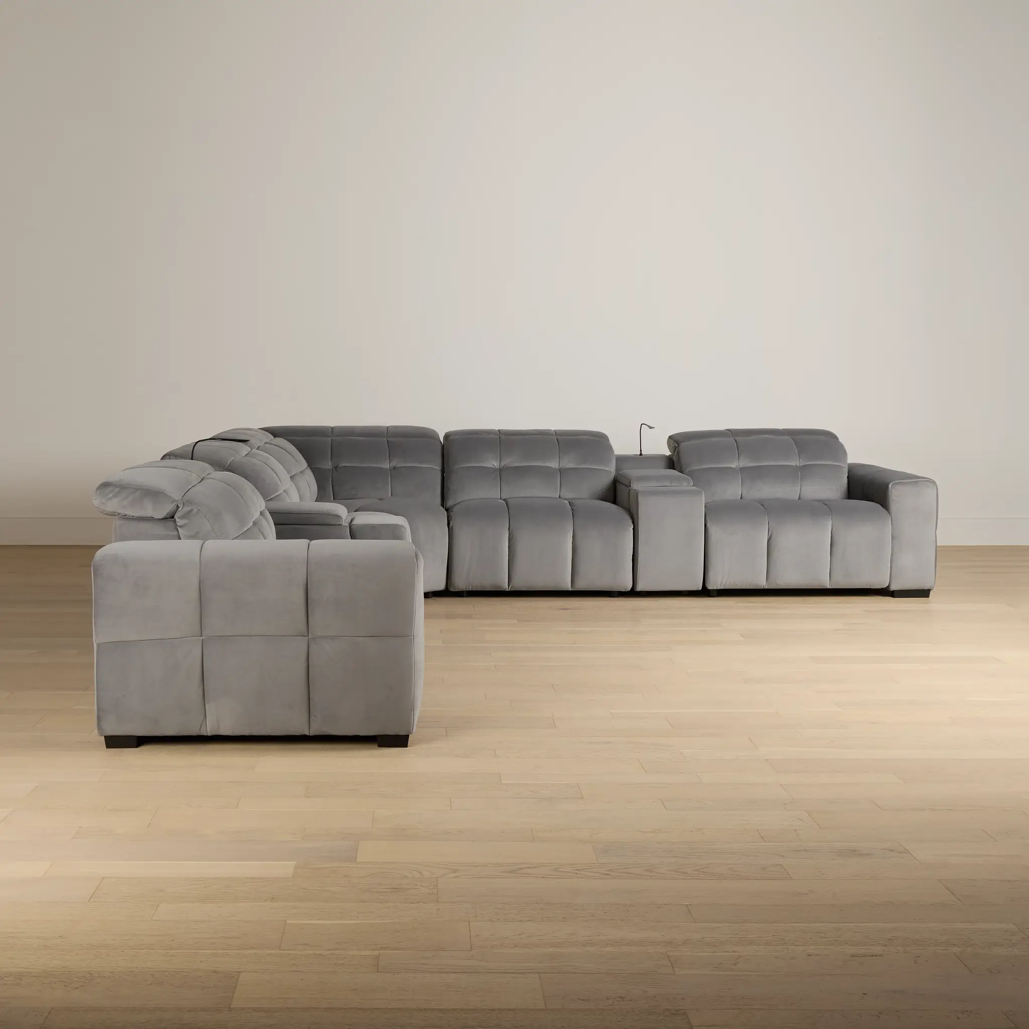 Gemma Light Gray Velvet Large Left Chaise Power Reclining Sectional Gemma Light Gray Velvet Large Left Chaise Power Reclining Sectional