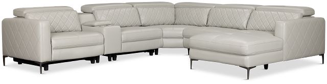 Ava Light Gray Micro Small Dual Power Right Chaise Sectional