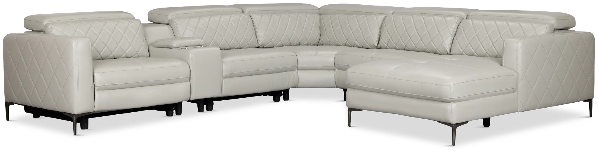 Ava Light Gray Micro Small Dual Power Right Chaise Sectional