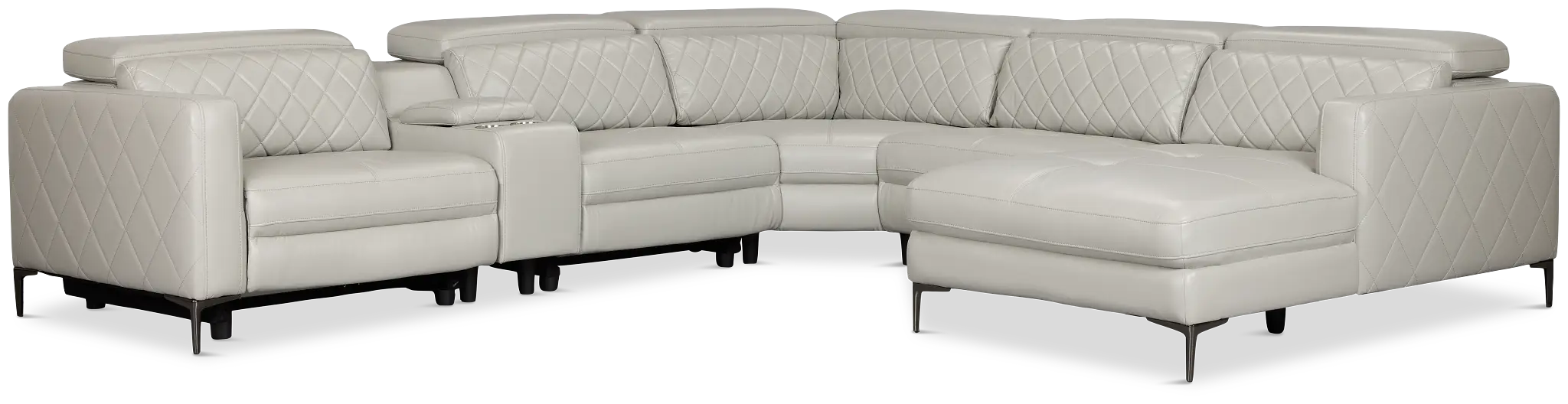 Ava Light Gray Micro Small Dual Power Right Chaise Sectional Ava Light Gray Micro Small Dual Power Right Chaise Sectional