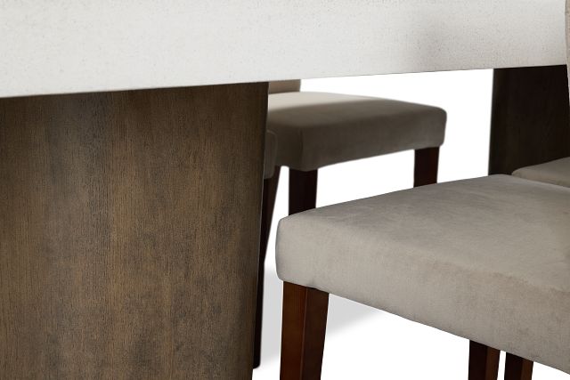 Jensen White Rect Table & 4 Upholstered Chairs