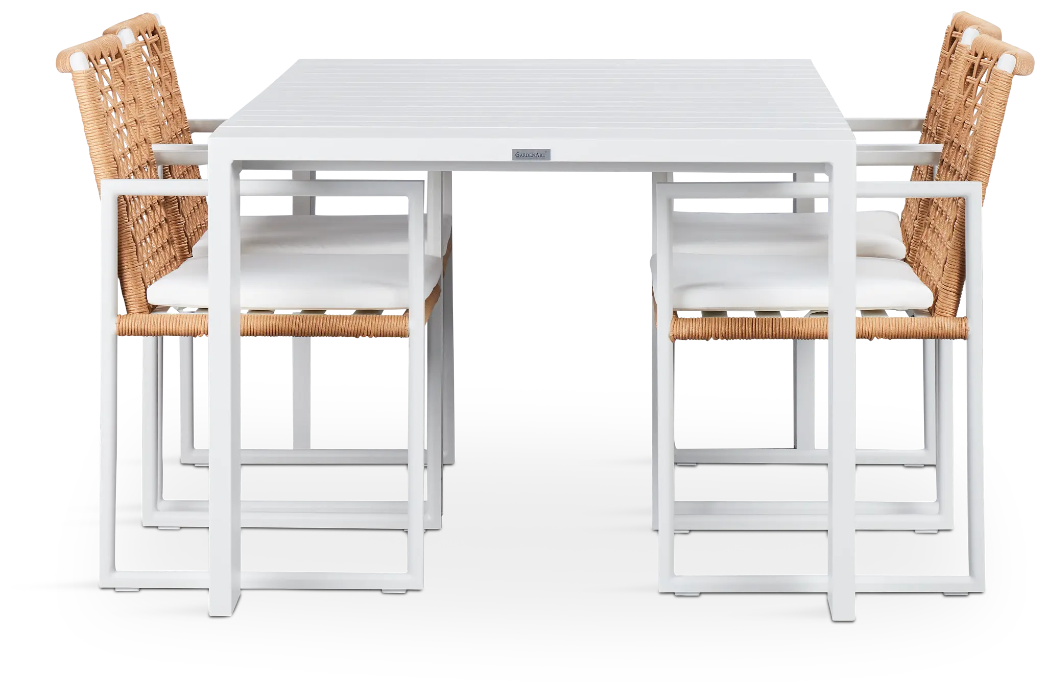 Sunrise White 65" Rectangular Table & 4 Aluminum Arm Chairs Sunrise White 65" Rectangular Table & 4 Aluminum Arm Chairs