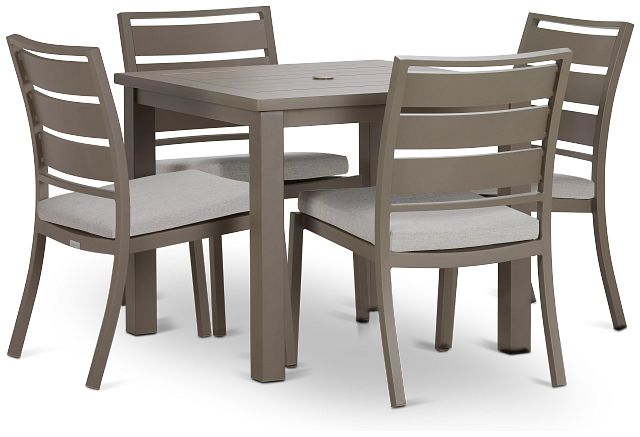 Raleigh Gray 35" Square Table & 4 Cushioned Chairs