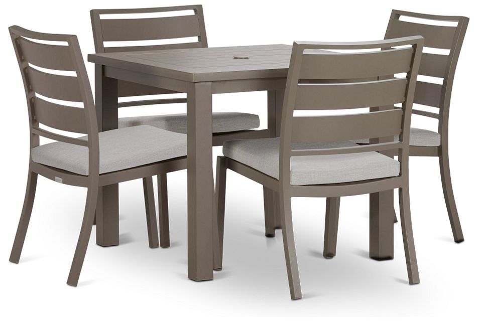 Raleigh Gray 35" Square Table & 4 Cushioned Chairs,