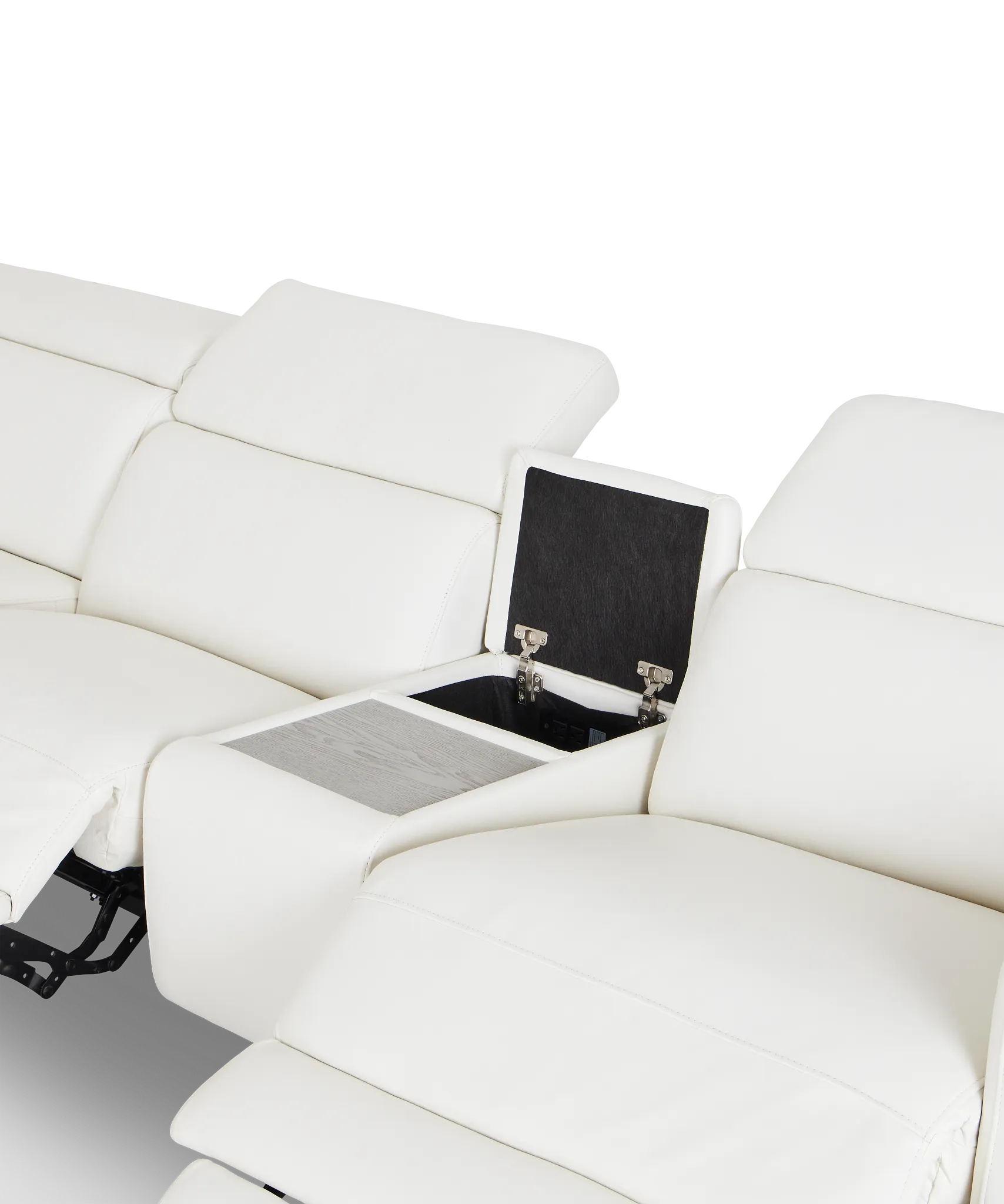 Atlas White Lthr/vinyl Medium Triple Power 2-arm Sectional