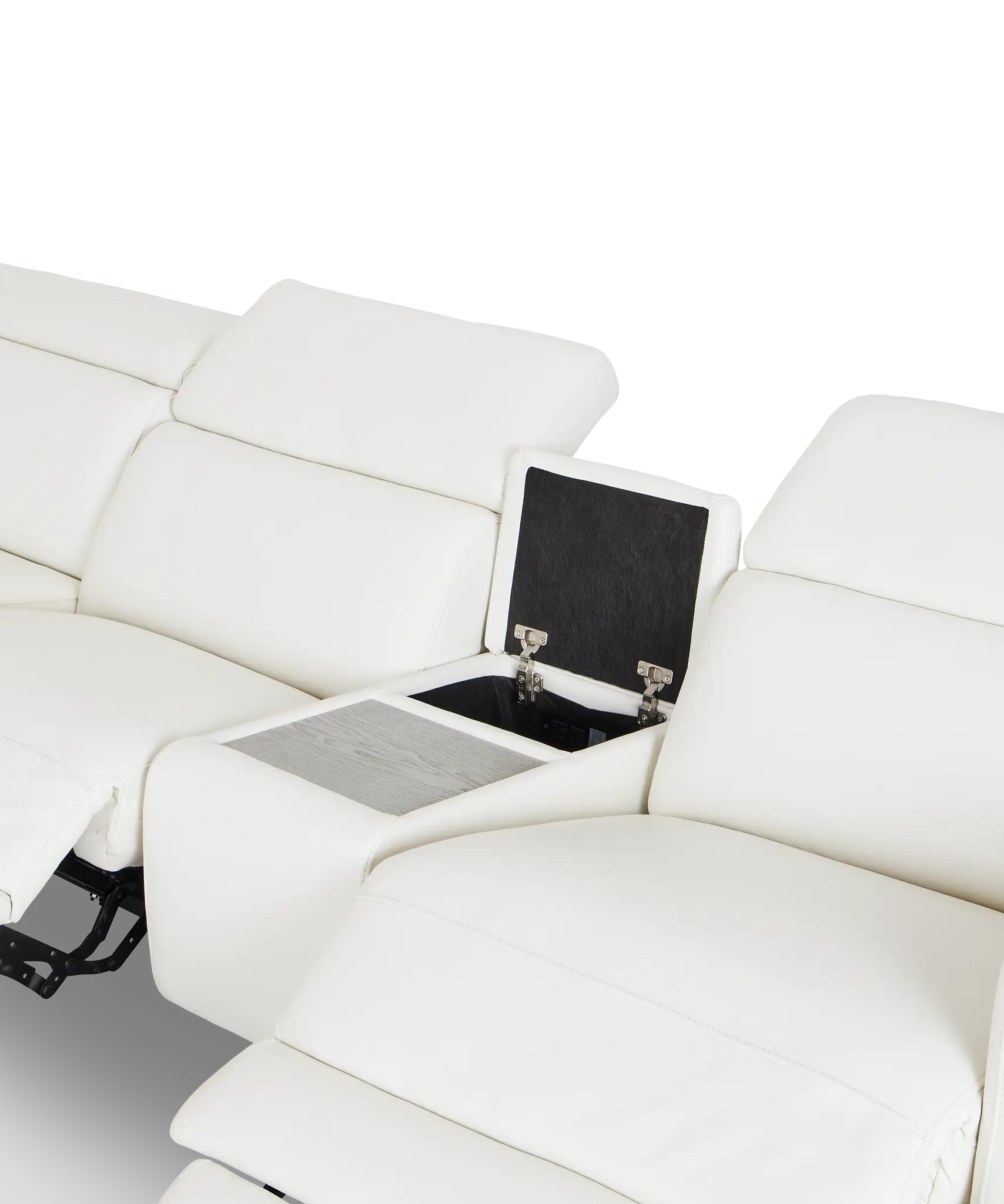 Atlas White Lthr/vinyl Medium Triple Power 2-arm Sectional Atlas White Lthr/vinyl Medium Triple Power 2-arm Sectional