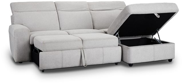 Callum Light Gray Storage Small Right Chaise Sleeper Sectional
