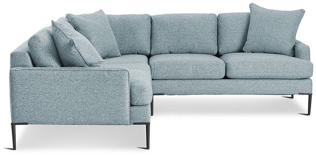 Morgan Teal Fabric Small Left 2-arm Sectional W/ Metal Legs