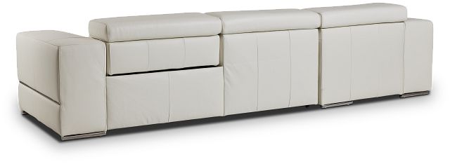 Dante White Leather Left Chaise Power Reclining Sectional