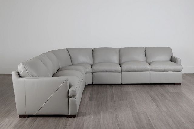 Amari Gray Leather Large Two-arm Sectional