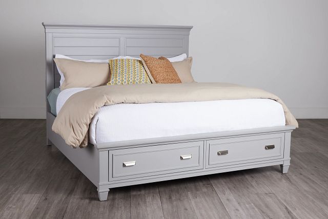 Cape Cod Gray Panel Storage Bed