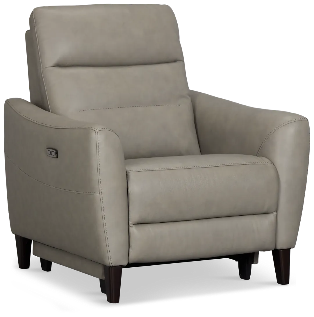 Keaton Gray Lthr/vinyl Power Recliner With Power Headrest