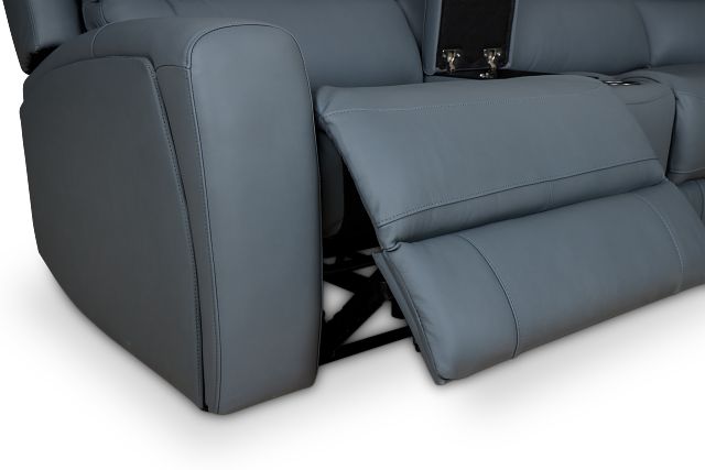 Summit Blue Lthr/vinyl Large Dual Power Reclining Two-arm Sectional