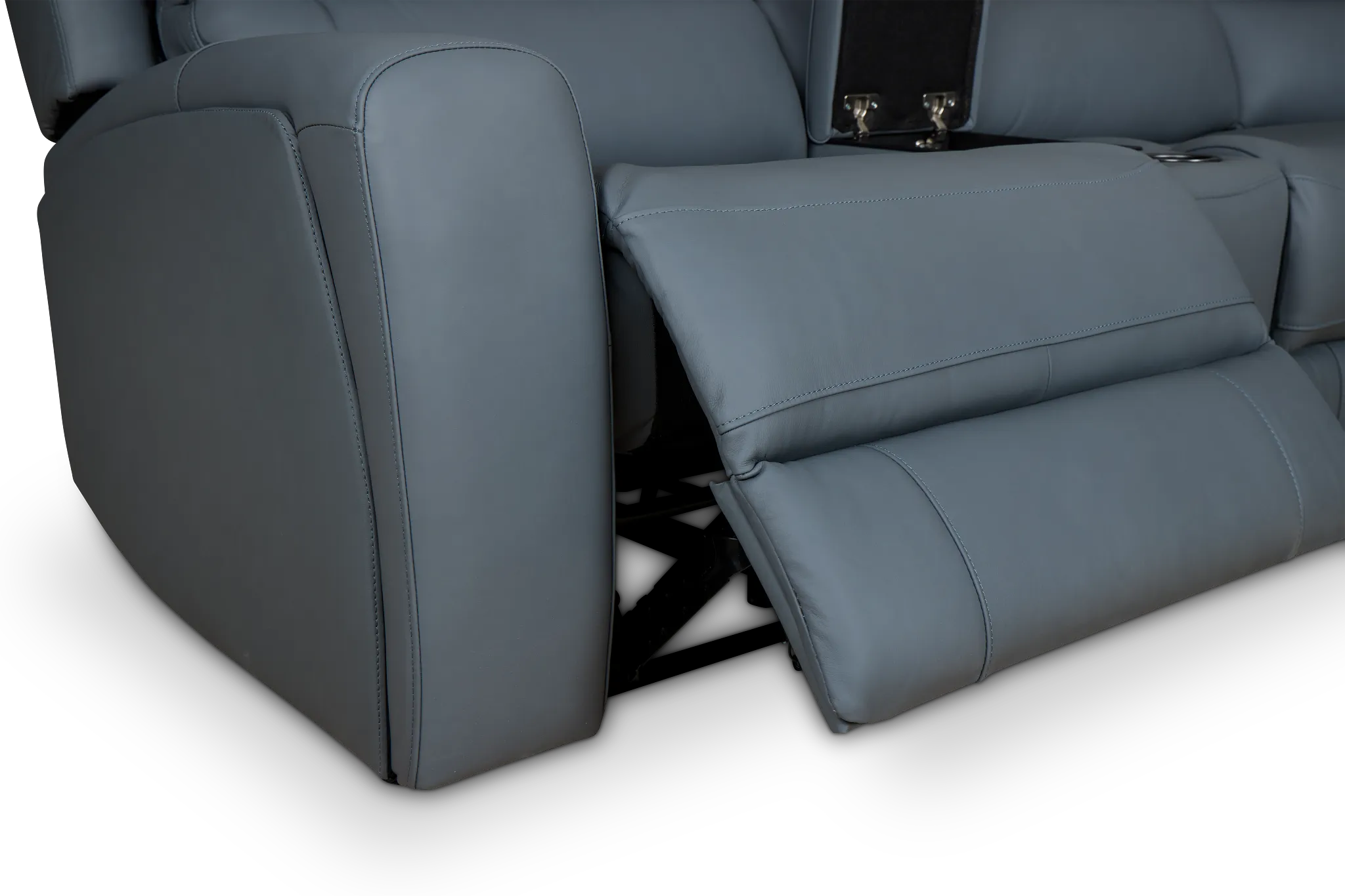 Summit Blue Lthr/vinyl Large Dual Power Reclining Two-arm Sectional