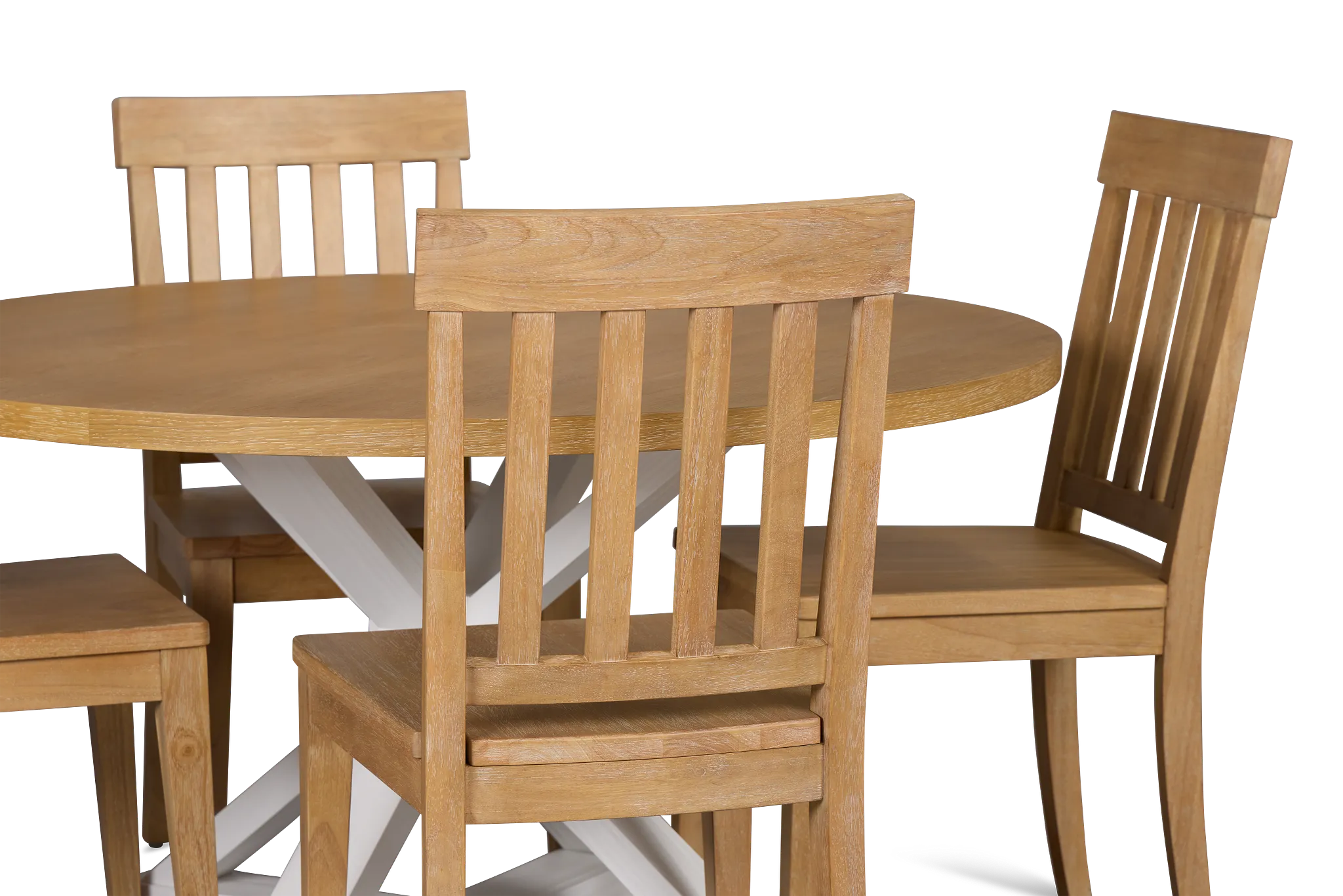 Nantucket Two-tone Light Tone Round Table & 4 Light Tone Chairs