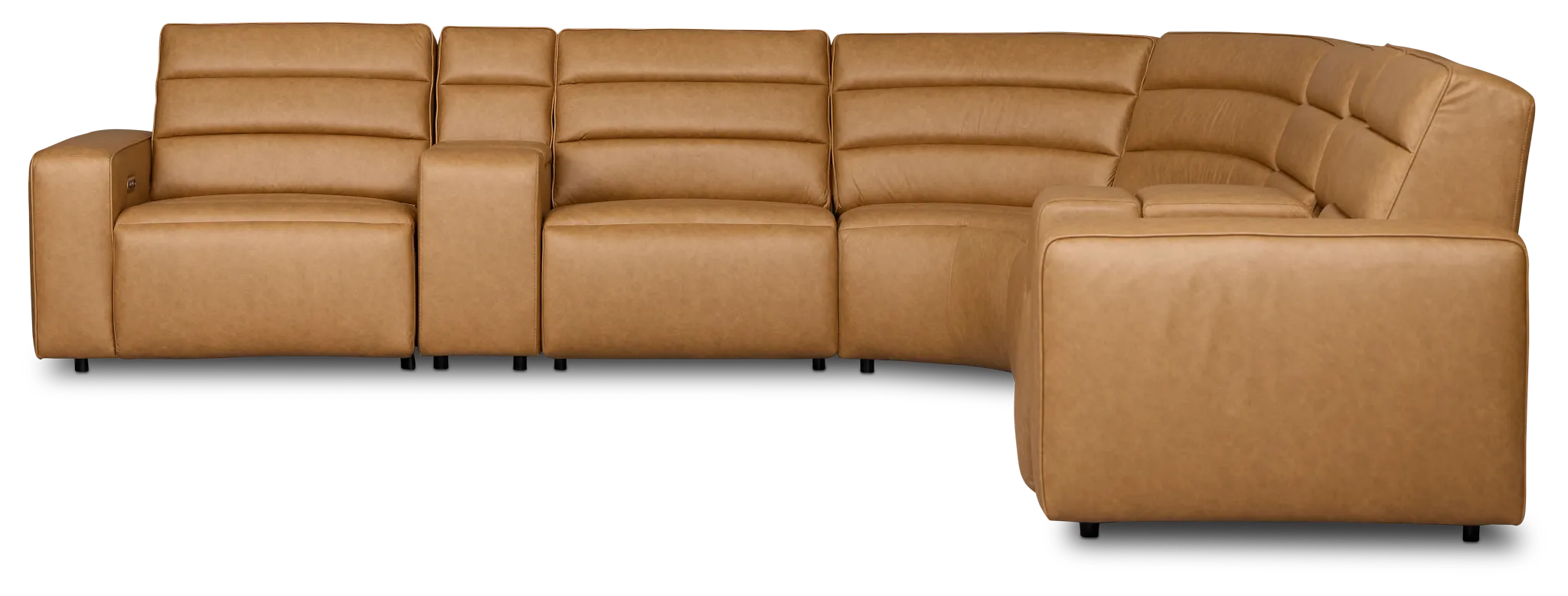 Sawyer Light Brown Micro Large Dual Power Reclining Two-arm Sectional
