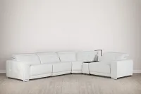 Reva White Leather Small Dual Power Reclining Two-arm Sectional