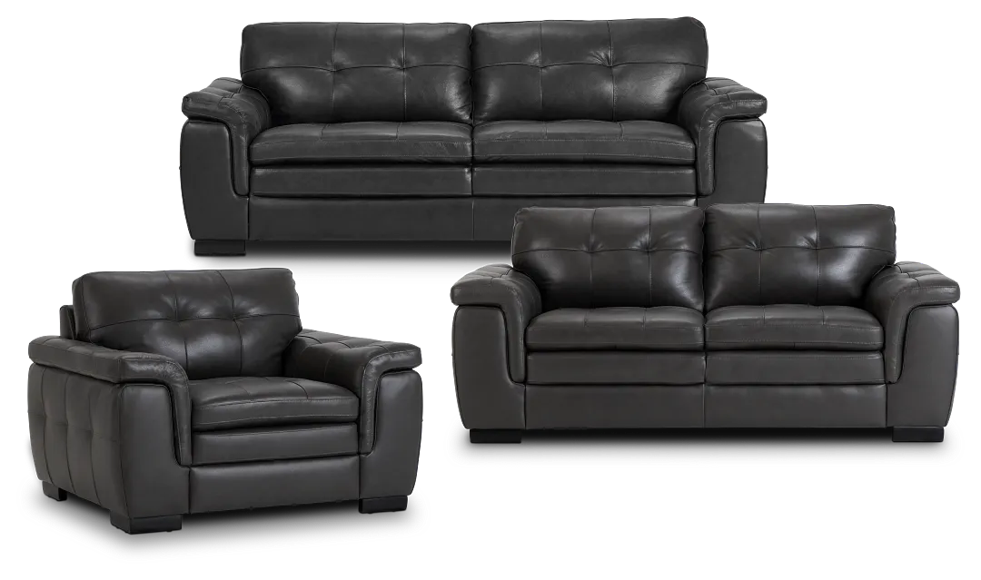 Braden Dark Gray Leather Living Room