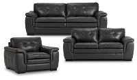 Braden Dark Gray Leather Living Room