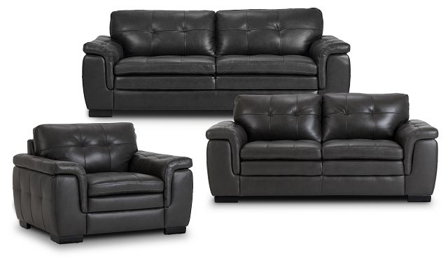 Braden Dark Gray Leather Living Room