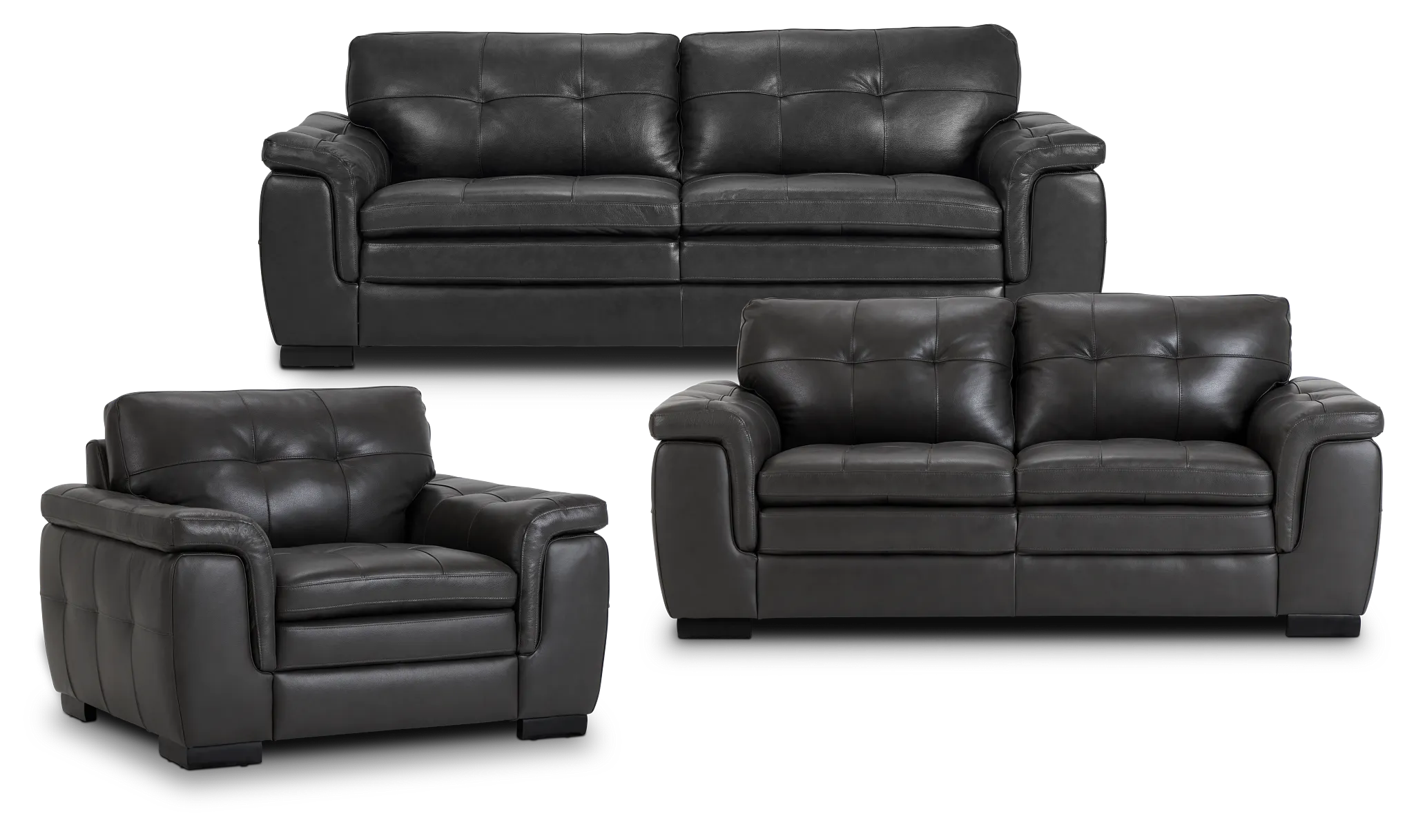 Braden Dark Gray Leather Living Room
