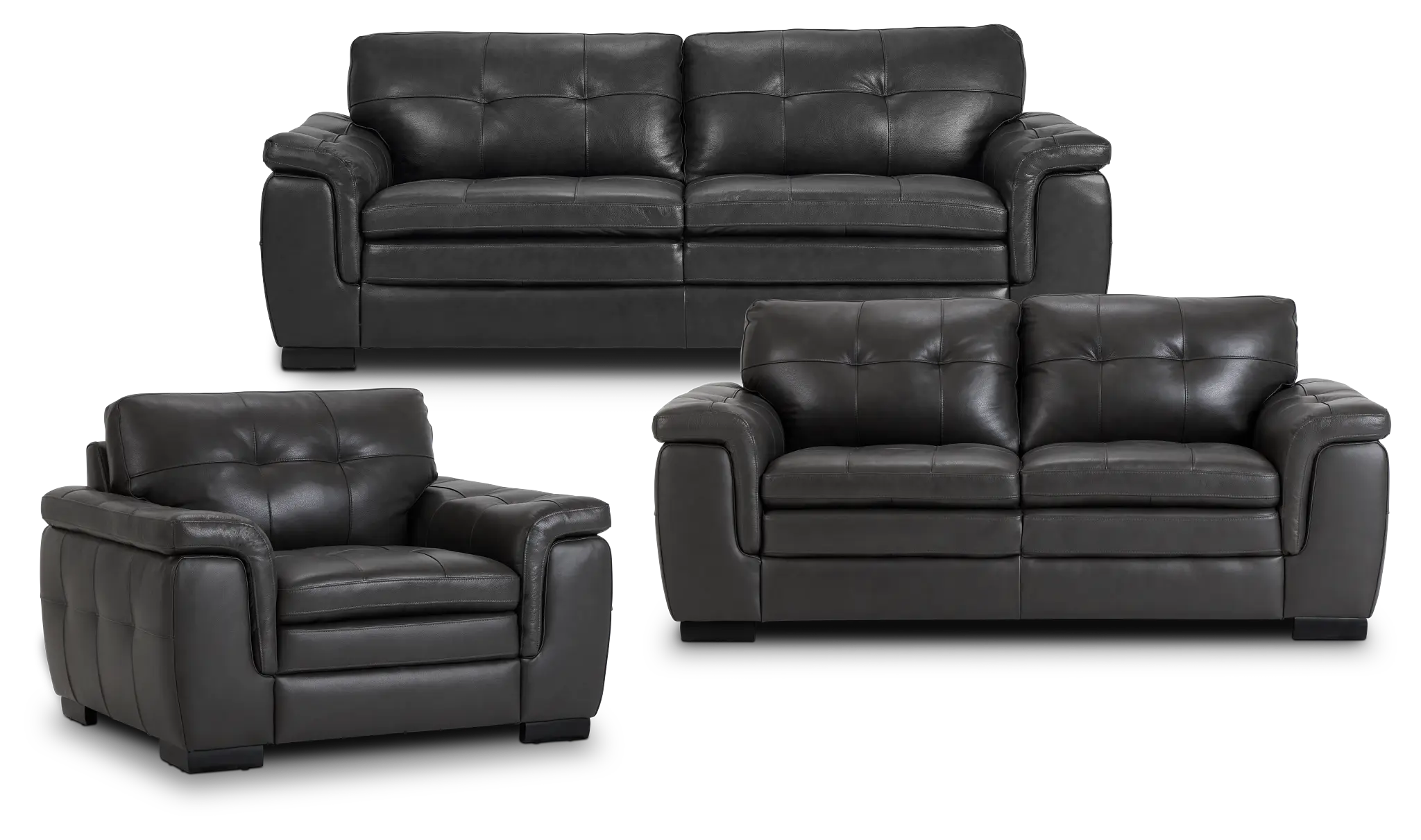 Braden Dark Gray Leather Living Room Braden Dark Gray Leather Living Room